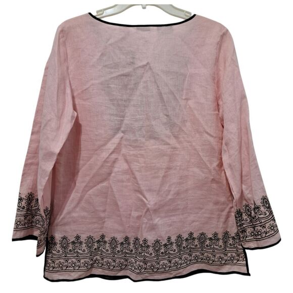 Richard Malcolm Irish Linen Embroidered Modest Top Size 10 Pink/Black NWT - Picture 3 of 15